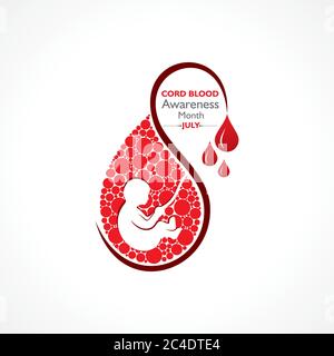 Vektordarstellung für Cord Blood Awareness Month, der jedes Jahr im Juli beobachtet wird Stock Vektor