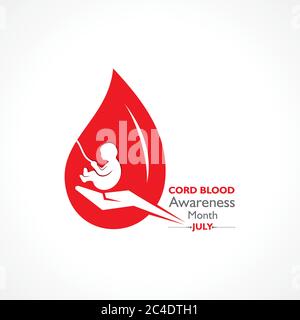 Vektordarstellung für Cord Blood Awareness Month, der jedes Jahr im Juli beobachtet wird Stock Vektor