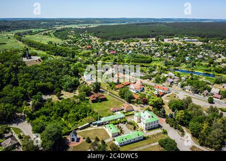 Chigirin Stadt - die Residenz des Hetmans von Bohdan Chmelnitsky Luftbild. Stockfoto