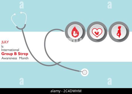 Vektor-Illustration für den im JULI beobachteten Monat für das Bewusstsein der internationalen Gruppe B Streptokokken Stock Vektor