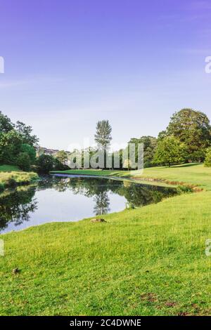 Eine Kurve im Fluss Bela im Dallam Park, Milnthorpe, Cumbria, Großbritannien Stockfoto