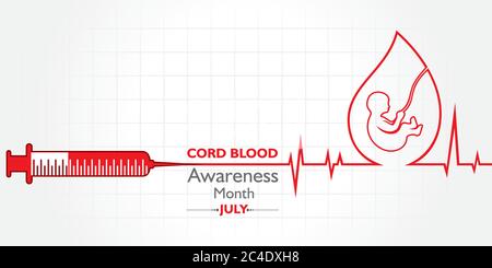 Vektordarstellung für Cord Blood Awareness Month, der jedes Jahr im Juli beobachtet wird Stock Vektor