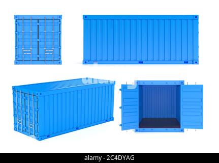 Blaue Frachtcontainer Stockfoto