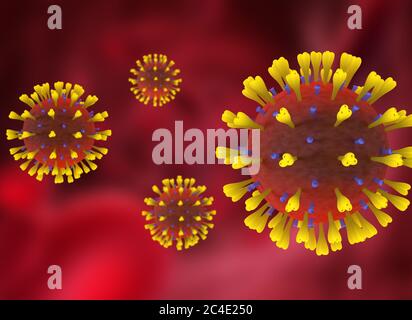 Coronavirus 3D-Renderbild - covid 19 Stockfoto