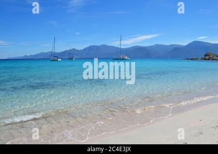 Blick vom Plage du Lotu, Saint-Florent, Korsika Stockfoto