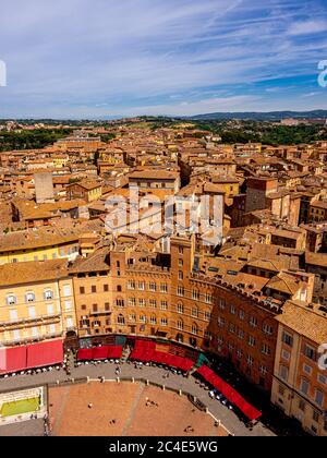 Luftaufnahme der Piazza del Campo. Siena. Italien. Stockfoto