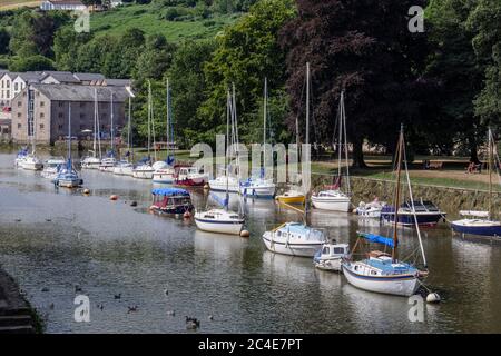 Boote auf dem Fluss Dart Totnes Devon England Stockfoto