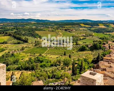 Luftaufnahme von San Gimignano, Italien Stockfoto