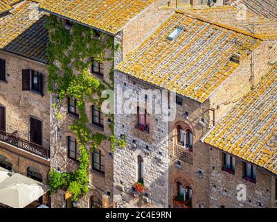 Traditionelle Architektur von San Gimignano, Italien. Stockfoto