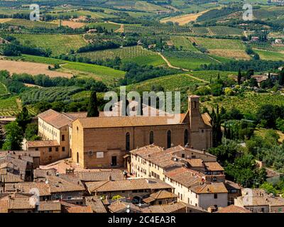 Kirche Sant'Agostino, Piazza S. Agostino, San Gimignano, Siena, Italien Stockfoto