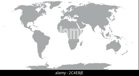 Weltkarte in Robinson Projektion. Massive graue Land Silhouette. Vektorgrafik. Stock Vektor