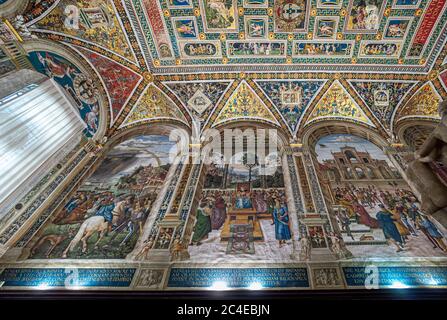 Die Piccolomini Bibliothek, Siena Kathedrale. Toskana, Italien. Stockfoto