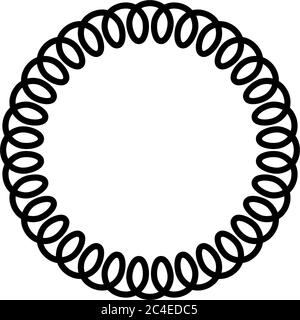 Schwarzes Telefon Spiralkabel im Kreis einfache flache Abbildung. Stock Vektor