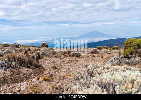 Landschaftsansicht der Umgebung des Kilimandscharo Berges in Tansania Stockfoto