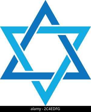 Davidstern. Hexagramm-Zeichen. Symbol der jüdischen Identität und des Judentums. Einfache flache blaue Illustration. Stock Vektor