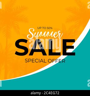 Abstrakter Verkaufshintergrund mit Palmenblättern. Vektorgrafiken Stock Vektor