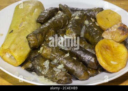 Gefüllte Traubenblätter und Zucchini. Stockfoto
