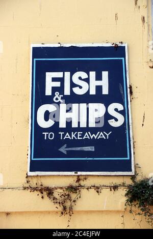 Alte Fish and Chips / Take Away Zeichen Stockfoto