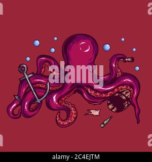 Der blinde Oktopus Stock Vektor