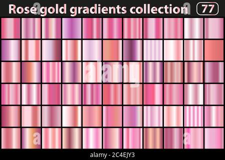 Roségold Gradient Set. Kollektion von rosa Metallic-Muster in moderner Farbe. Vektorgrafik Stock Vektor