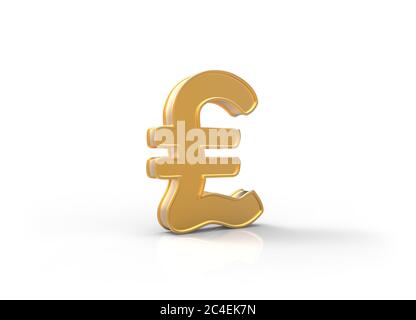 Pound Sign 3D-Illustration in Goldfarbe Stockfoto