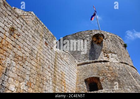 Detail der spanischen Festung in Hvar, Kroatien Stockfoto