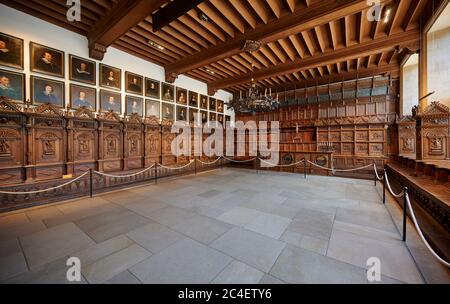 Friedenshalle im Rathaus, Westfälischer Vertrag, Innenaufnahme im historischen Rathaus Münster, Nordrhein-Westfalen, Deutschland Stockfoto