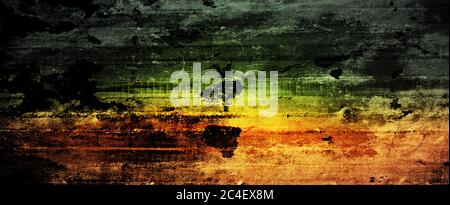 Farbenfroher Hintergrund in blau grün orange gelb Gold und rot mit melierter Grunge Textur in abstraktem Hintergrund Illustration Design in impressionistic Stockfoto