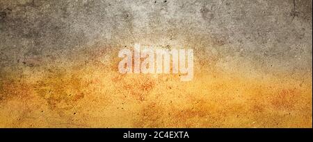 Abstrakter gelbgrüner Hintergrund mit weichem hellen Gold Zentrum glühen mit hellen Farben und dunkelblau grünen Rand mit verschwommener melierter Textur Stockfoto