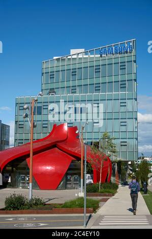 Neue Samsung Forschungs- und Entwicklungsbüros im South Flatz Gebäude auf Great Northern Way, Vancouver, BC, Kanada Stockfoto