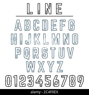 Schriftart Für Buchstabenlinien-Design. Buchstaben und Zahlen. Vektorgrafik. Stock Vektor