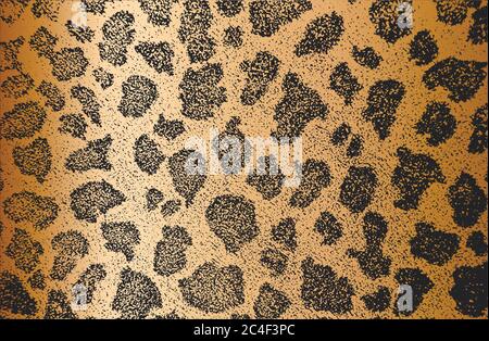Distressed Overlay Textur von goldenem Naturfell, Grunge Vektor Hintergrund. Abstrakte Halbton Vektor Illustration Stock Vektor