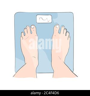 Füße auf Waage. Vektorgrafik. Stock Vektor