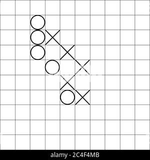 Gomoku. Ein fünf-in-einer-Reihe-Spiel in Aktion. Stock Vektor
