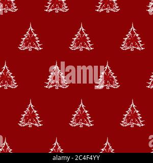 Vektor rot monochrom klein elegant funkelnden weihnachtsbaum nahtlosen Hintergrund. Geeignet für Textil, Geschenkpapier und Tapeten. Stock Vektor
