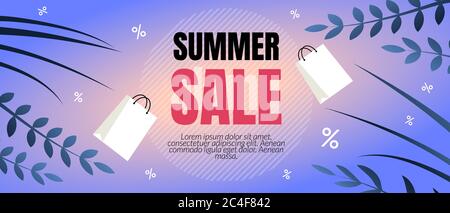 Sommer Sale Rabatt Flyer Vektor-Illustration. Einladungsgutschein für den besten Sommerverkauf in Einkaufszentren. Banner Flat Rabatt auf Bestellung Sommer Colle Stockfoto
