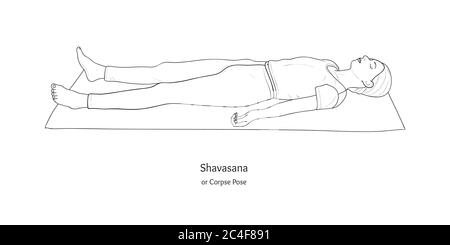 Shavasana oder Leiche Pose. Yoga-Praxis. Vektor. Stock Vektor