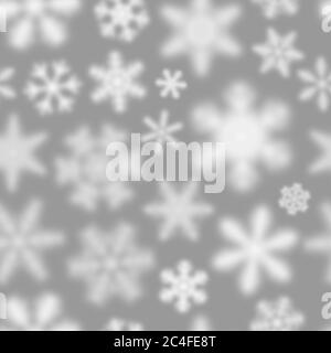 Weihnachtliche nahtlose Muster von weißen defokussiert Schneeflocken auf grauem Hintergrund Stock Vektor