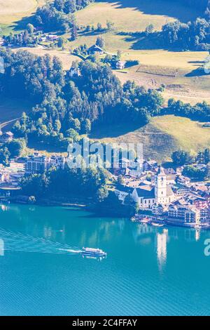 Strobl: wolfgangsee, Stadt St. Wolfgang, Passagierschiff, Ausflugsboot im Salzkammergut, Salzburg, Österreich Stockfoto