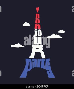 Bonjour Paris. Eiffel Tower Reisekonzept. Stock Vektor