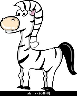 Junges Zebra, Illustration, Vektor auf weißem Hintergrund Stock Vektor