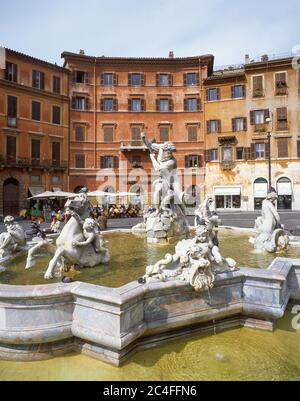 Neptunbrunnen (Fontana del Nettuno) , Piazza Navona, Rom (Roma), Region Latium, Italien Stockfoto