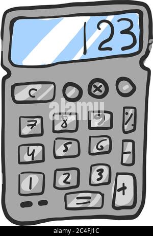 Grauer Rechner, Illustration, Vektor auf weißem Hintergrund Stock Vektor