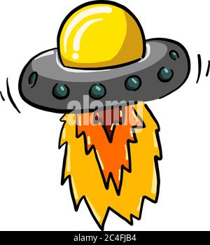 UFO, Illustration, Vektor auf weißem Hintergrund Stock Vektor