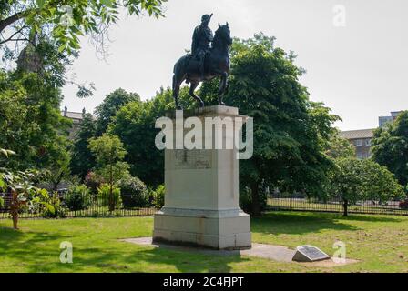 King William Billy of Orange auf einer Pferdesstatue Glasgow Schottland Vereinigtes Königreich Landschaftsansicht der vorderen rechten Seite des Bronze-Metall-Reitsports von 1735 Stockfoto