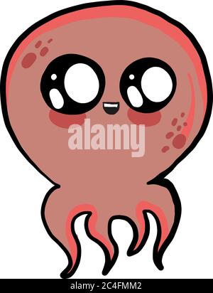 Niedliche Krake, Illustration, Vektor auf weißem Hintergrund Stock Vektor