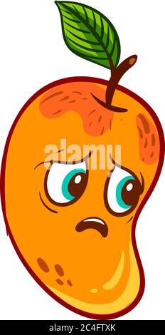 Traurige Mango, Illustration, Vektor auf weißem Hintergrund Stock Vektor