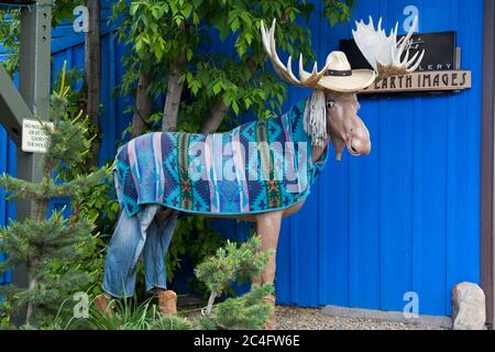 'Loosey' The Moose an der Main Street, Park City, Utah, USA, Nordamerika Stockfoto