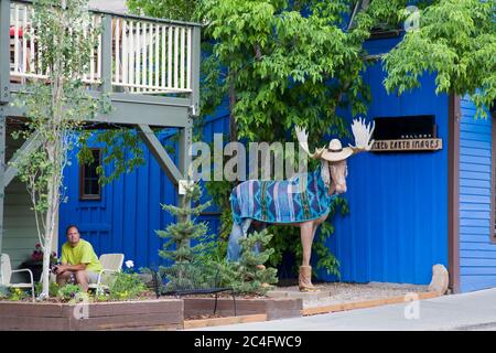 'Loosey' The Moose an der Main Street, Park City, Utah, USA, Nordamerika Stockfoto