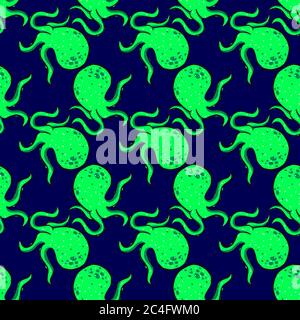 Octopus Muster, nahtlose Muster auf blauem Hintergrund. Stock Vektor